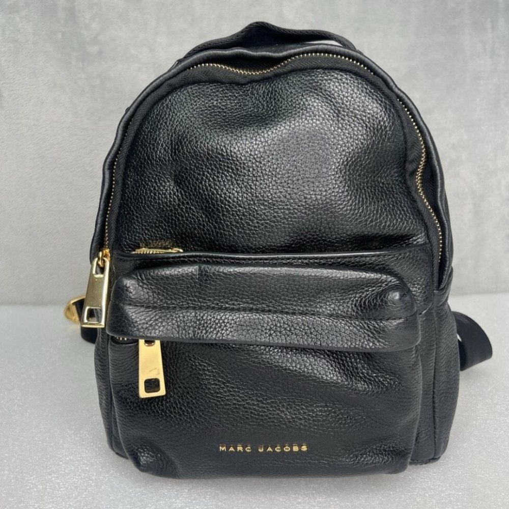 Marc Jacobs Black Backpack with Gold Accents